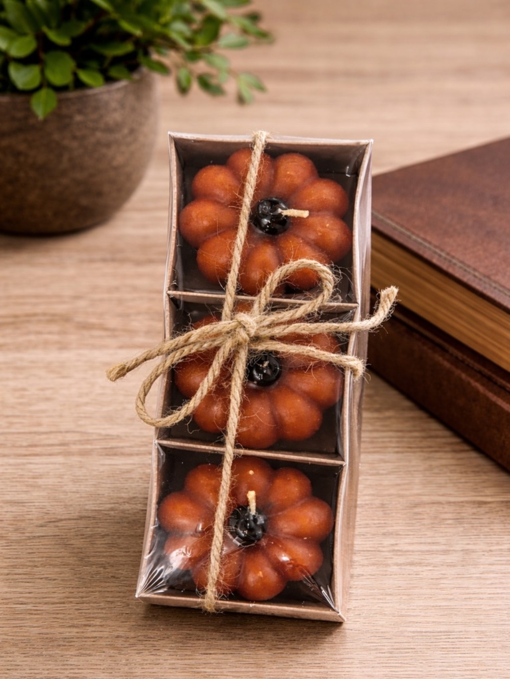 🚨BOGO FREE Mini Decorative Orange Pumpkin Candle Trio